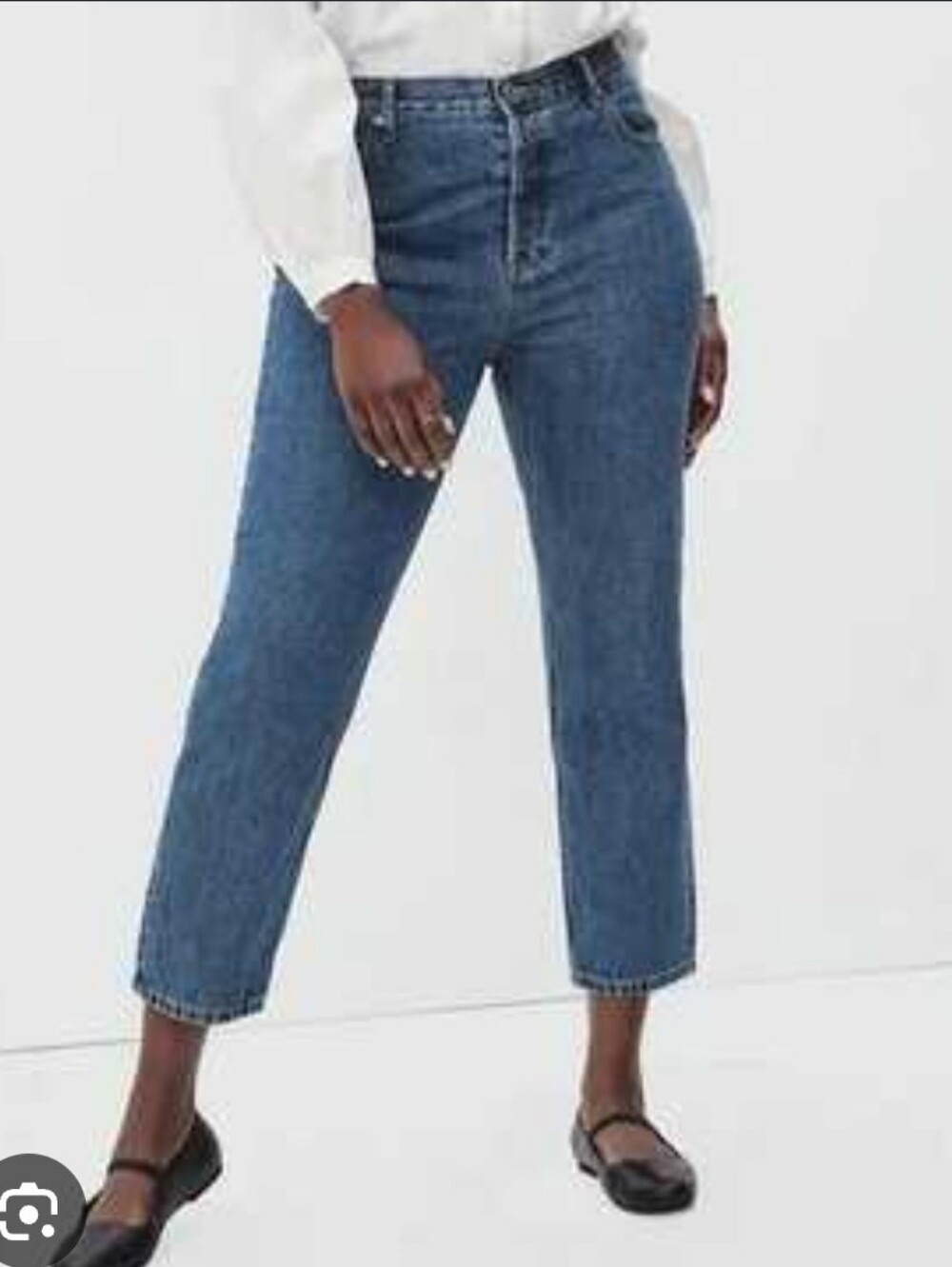 Everlane High Rise Curvy Cheeky Straight Leg Crop Jean Medium Wash Denim 32